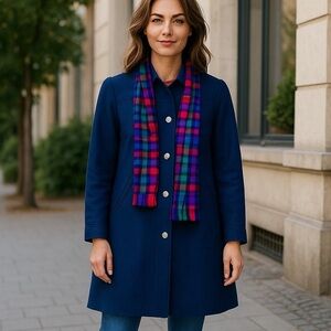 New York Girl Vintage Wool Coat with Scarf Size 6